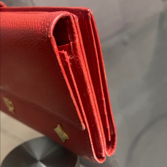 MCM Scarlet Leather Wallet with Gold Accents - Picture 8 of 9